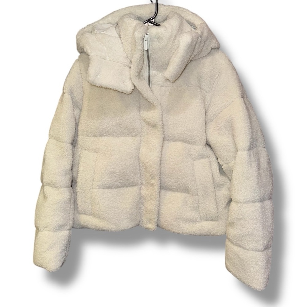 NWOT Lululemon Wunder Puff Cropped Jacket Texture Fleece Goose Down Bone sz 6 - Picture 8 of 16